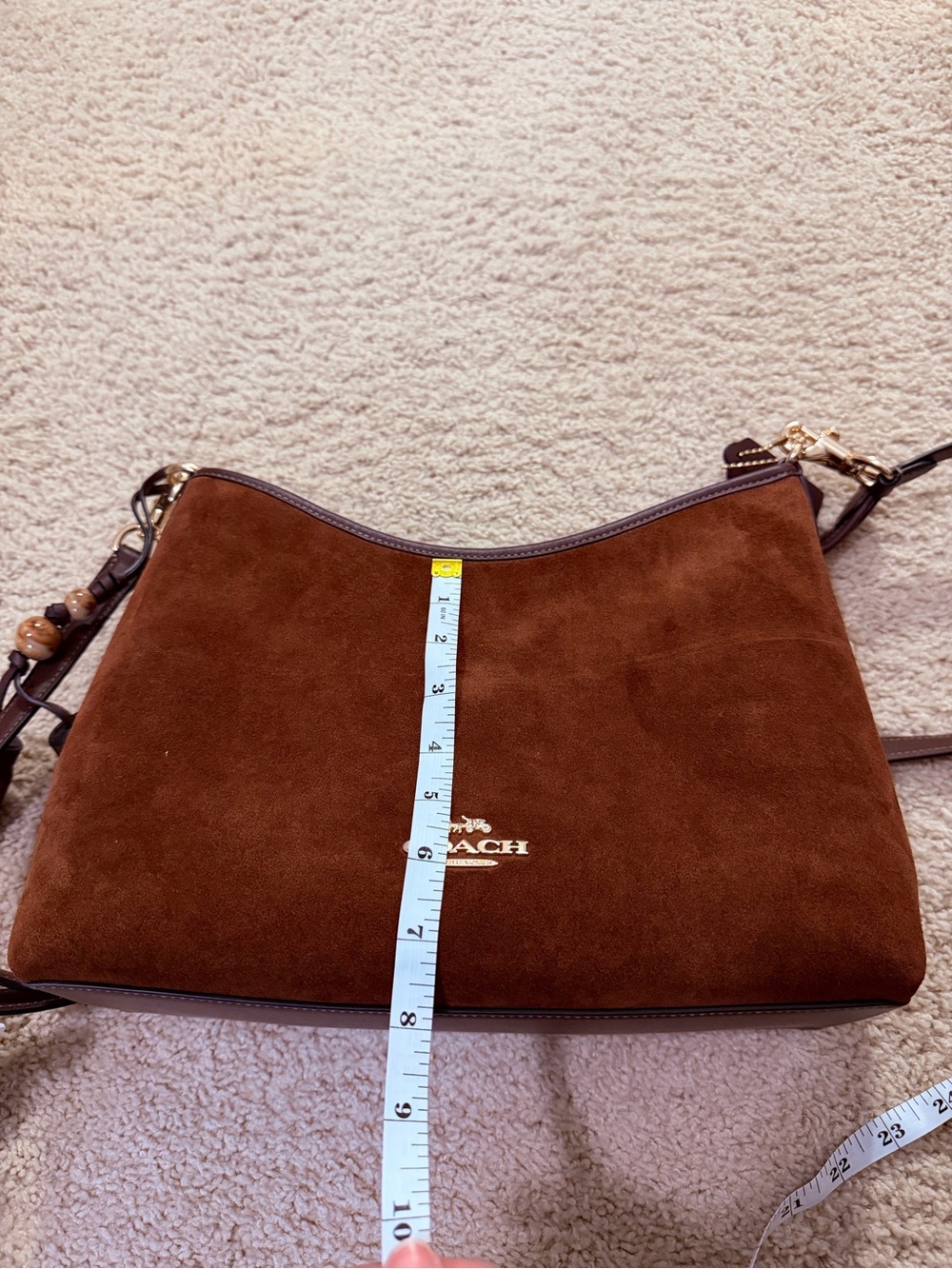 Coach Laurel Brown Suede crossbody Bag with Tassel Charm - new w/o never worn - Picture 5 of 8
